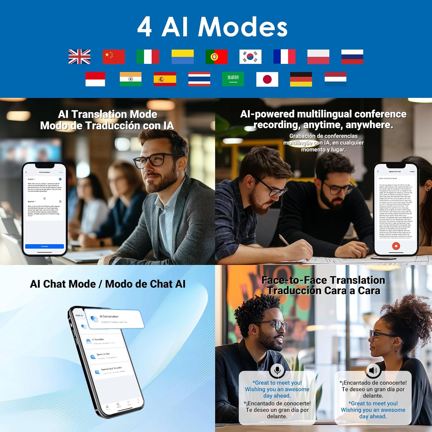 Bluetooth Smart Glasses for Men & Women, Anti-Blue Light, AI Translator Powered by ChatGPT, 11H Life, Voice Control, Audio Smart Eyewear for Gaming Travel Meeting Memos - Image 4