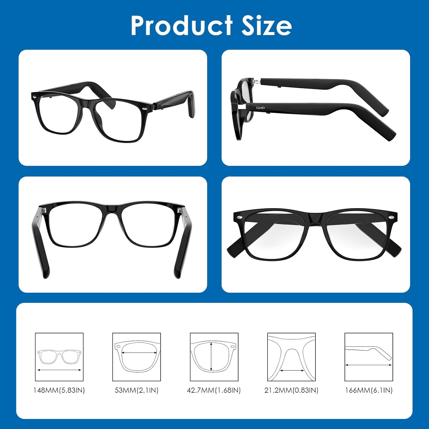 Bluetooth Smart Glasses for Men & Women, Anti-Blue Light, AI Translator Powered by ChatGPT, 11H Life, Voice Control, Audio Smart Eyewear for Gaming Travel Meeting Memos - Image 6