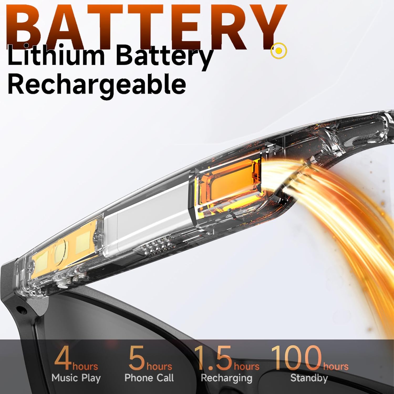 Smart Glasses with Speaker Bluetooth Glasses for Women Men Anti-Blue Light and UV400 Polarized Lenses ,Open Ear,Clear Call,(G10Z - with Sun Lens) - Image 6